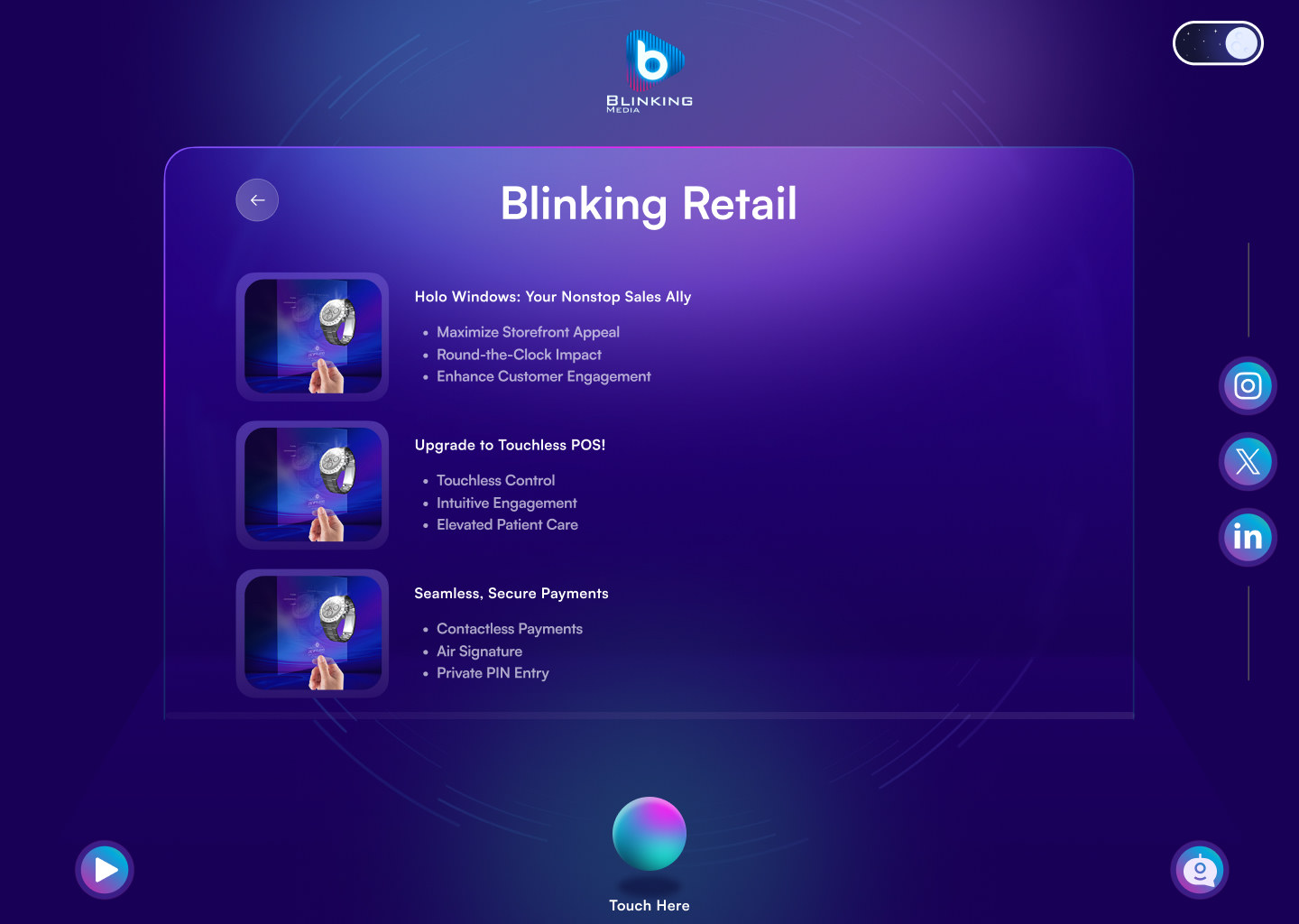 Blinking Retail — holo windows and touchless POS