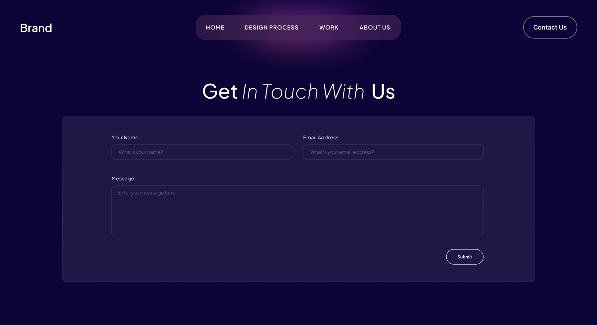 Contact page dark — Get In Touch With Us form