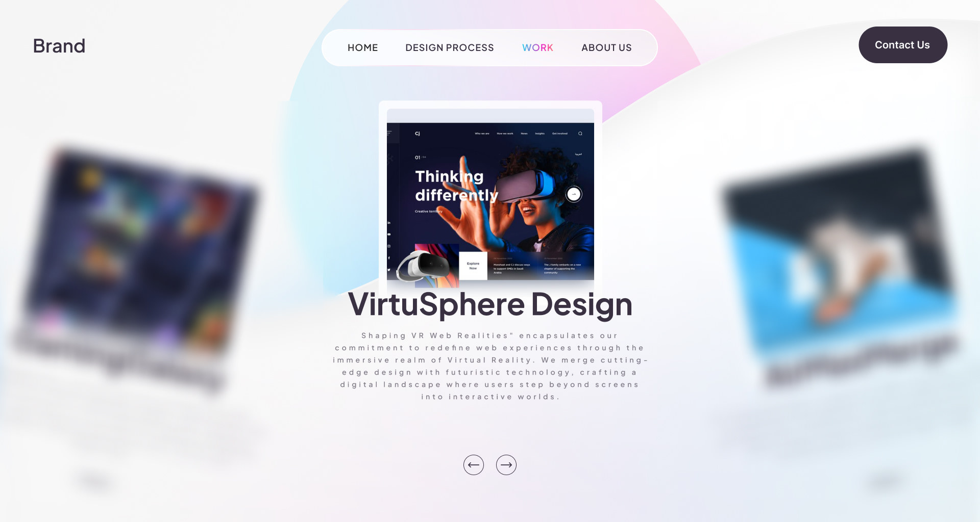 Work carousel — VirtuSphere Design case study