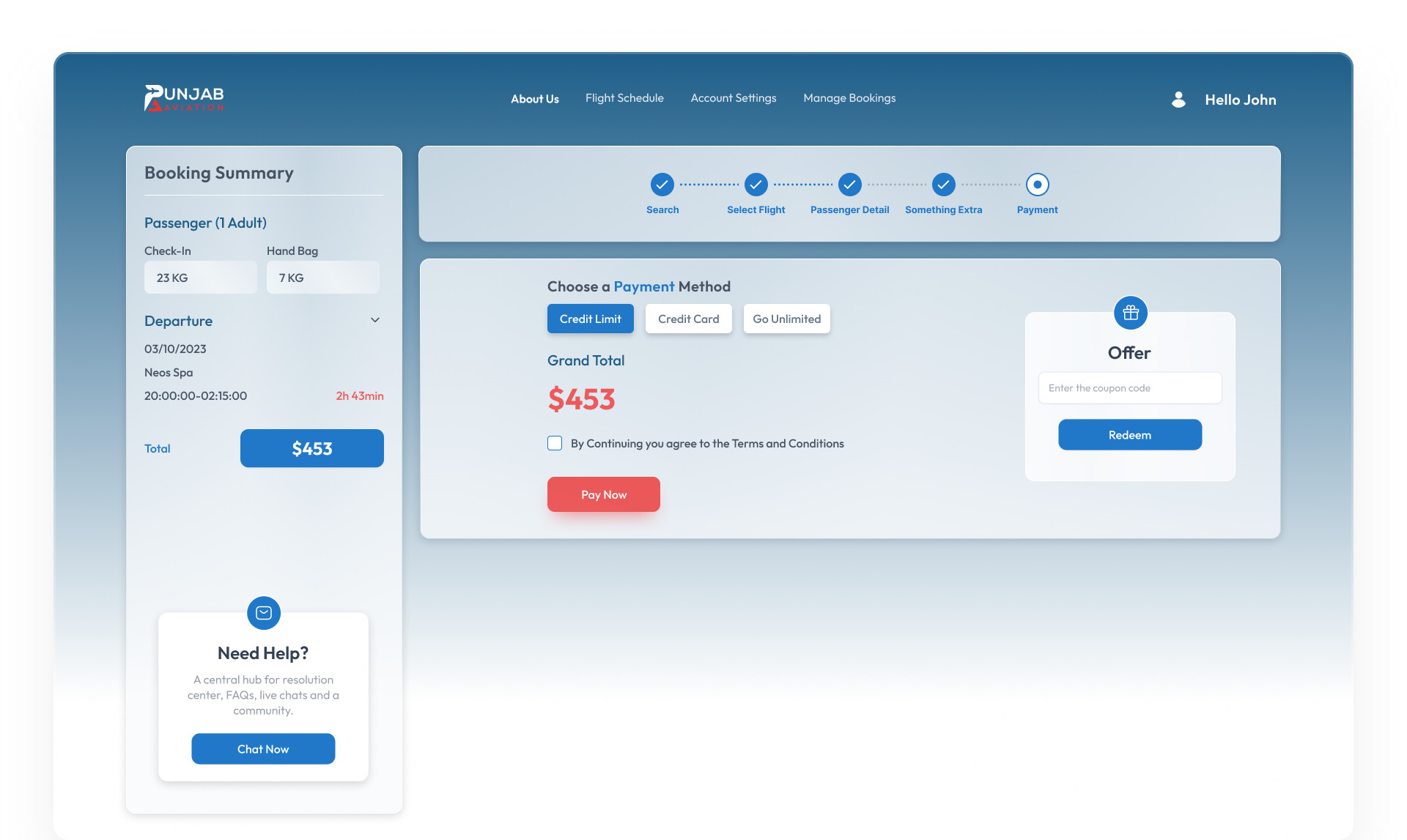 Booking step 4 — Add Something Extra (seat, meal, baggage)