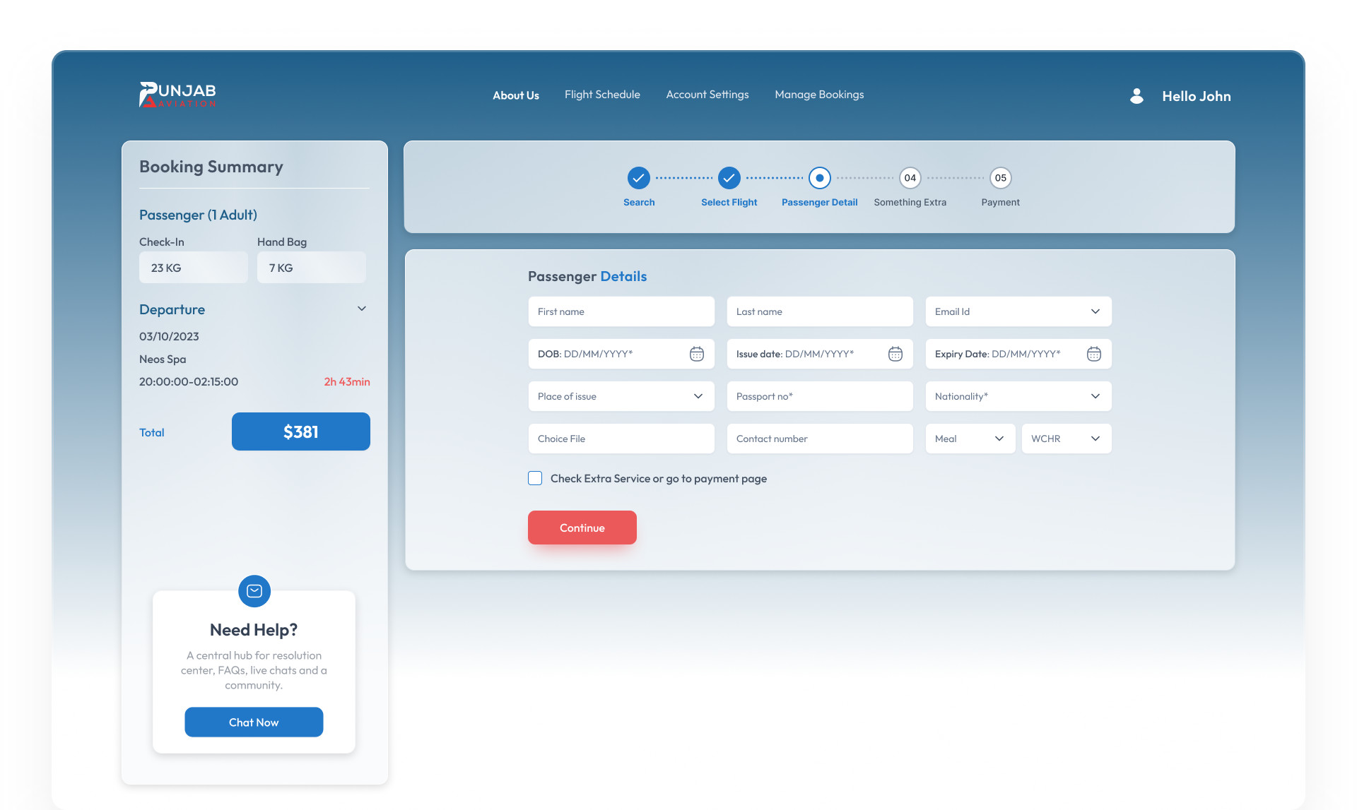 Booking step 3 — Passenger Details form