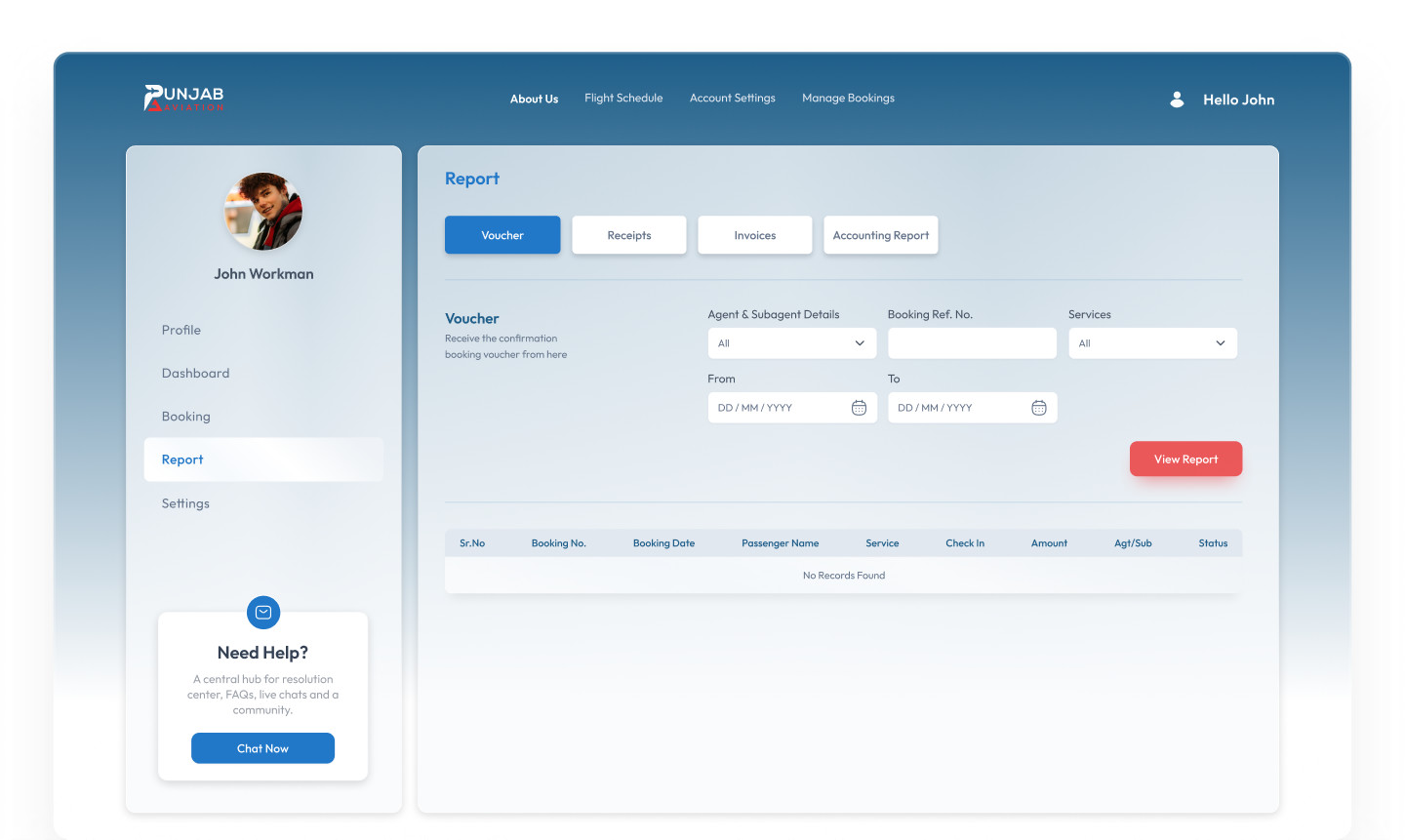 Account — Agent Profile with credit limit and sub-agent management